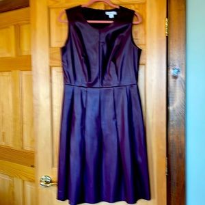 Liz Claiborne Faux Leather dress.  Plum color with pleated skirt.